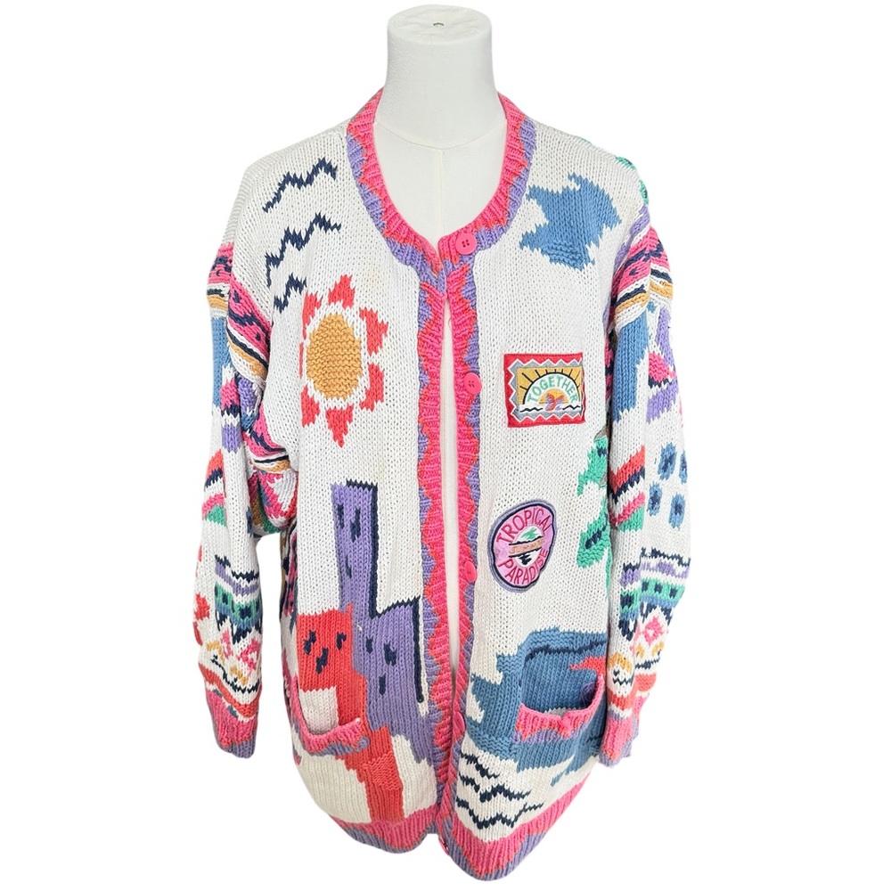 🌴 Vintage 80’s Together Heavy-knit Cardigan Women’s sz XL